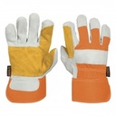 [14246] Guantes de carnaza y loneta con refuerzo.