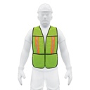 [21026] Chaleco de seguridad verde con cintas reflejantes de alta visibilidad.
