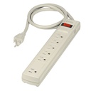 [47183] Multicontacto 14 AWG con 6 entradas uso rudo con suspensor de picos 270 joules.