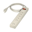 [47184] Multicontacto 14 AWG con 6 entradas uso rudo con suspensor de picos 450 joules.
