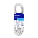 [48006] Extension electrica domestica blanca con clavija plana de 3 mts.