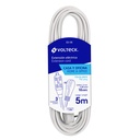 [48018] Extension electrica domestica blanca con clavija plana de 5 mts.