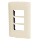 [48090] Placa 3 modulos de ABS linea italiana color marfil.