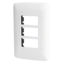 [48136] Placa 3 modulos de ABS linea italiana color blanco.