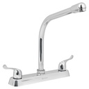 [49191] Mezcladora latonada de 8" para fregadero cuello cobra y manerales palanca.