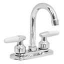 [49213] Mezcladora para lavabo de 4" cuello bar con manerales de cono.