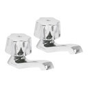 [49234] Juego de 2 llaves individuales para lavabo con manerales metalicos.