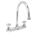 [49686] Mezcladora para fregadero de 8" cuello curvo manerales tipo cruceta.
