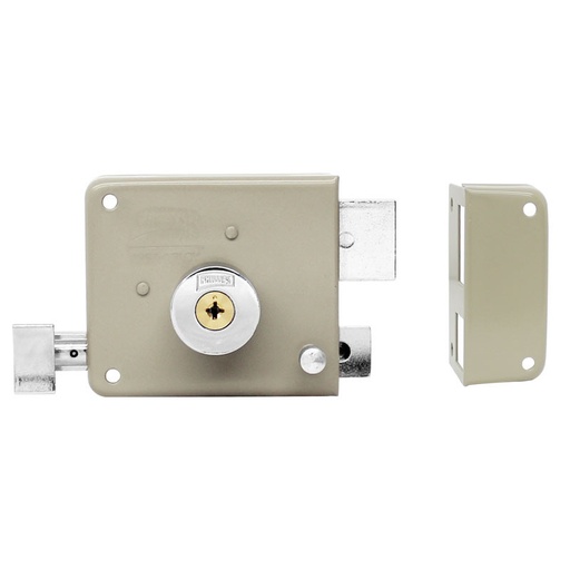 [MX1750] Cerradura izquierda de sobreponer acabado beige modelo  X-720 extra seguridad.