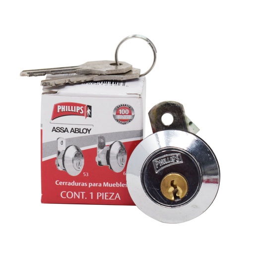 [MX1242] Cerradura para mueble acabado cromo modelo 53.