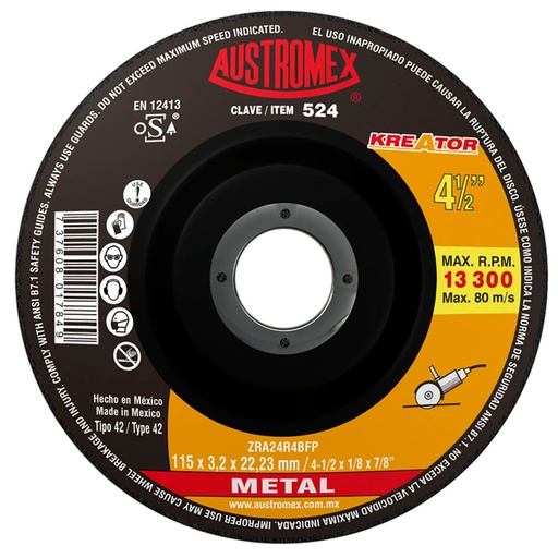 [AUS524] Disco para corte de metal de 4 1/2".