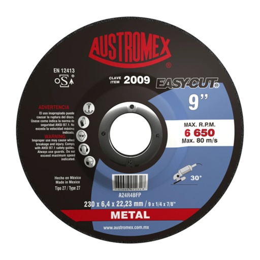 [AUS2009] Disco para desbaste de metal de 9".