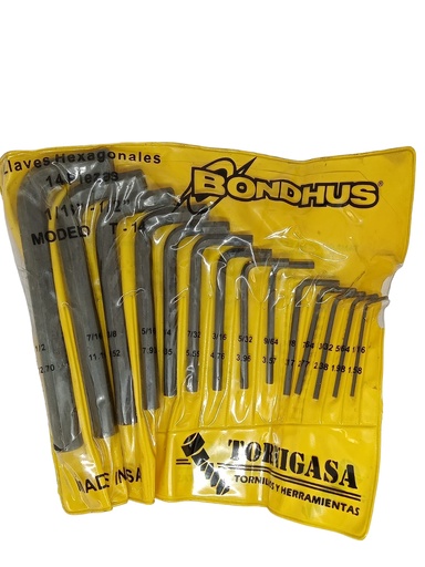 [4966] Juego Llaves hexagonales 1.6- 6 1/2" t-14.