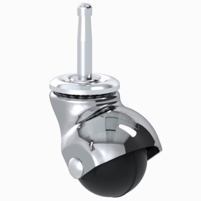 [HE411CR] Rodaja tipo esfera espiga para madera hule cromada de 1 5/8".