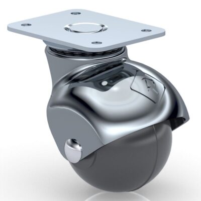 [HE515CR] Rodaja tipo esfera placa giratoria nylon cromada de 2".