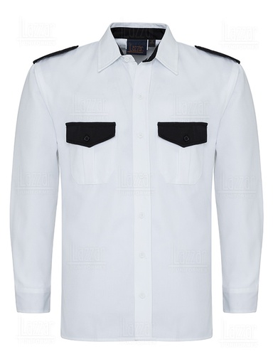 [CAM15105] Camisa para caballero blanca con negro manga larga talla chica