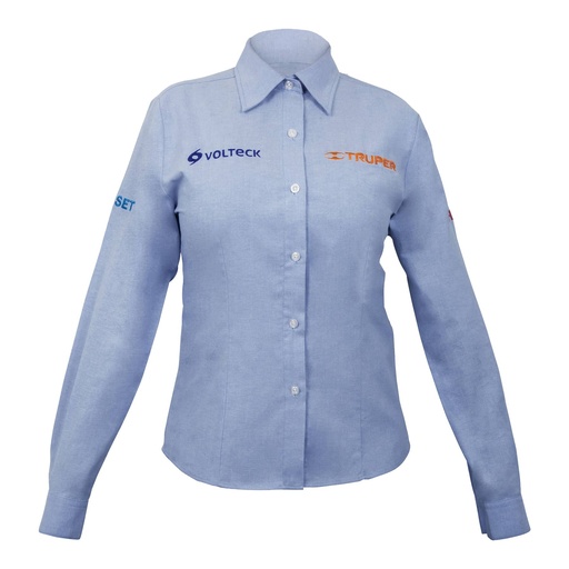 [63101] Camisa para dama azul manga larga talla chica