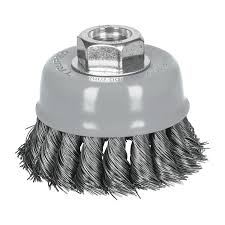 [100851] Carda para esmeril copa 3" de alambre trenzado fino con multi-rosca
