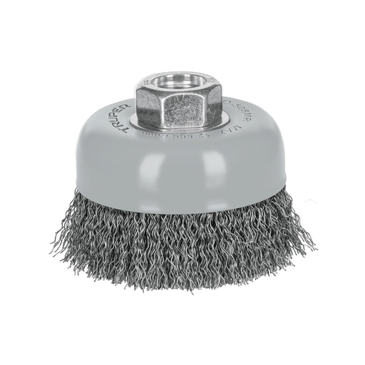 [100858] Carda para esmeril copa 4" de alambre ondulado fino con multi-rosca