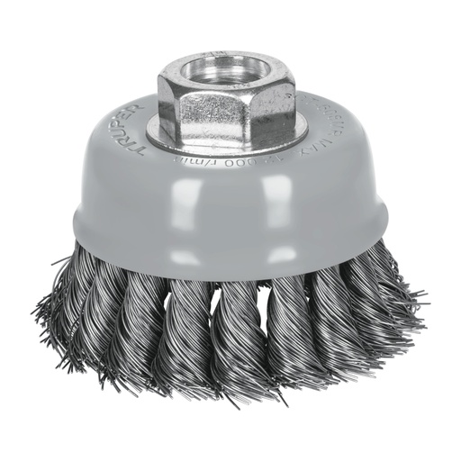 [100852] Carda para esmeril copa 4" de alambre trenzado fino con multi-rosca