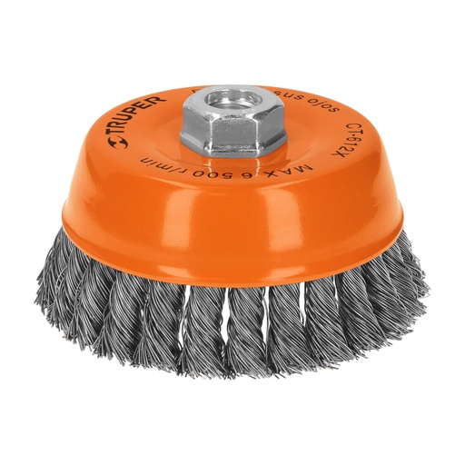 [11542] Carda para esmeril copa 5" de alambre trenzado grueso eje de 5/8"