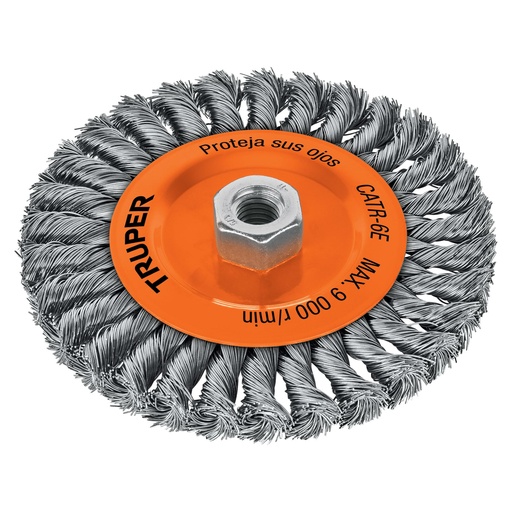 [11597] Carda para esmeril copa 6" de alambre trenzado eje de 5/8"