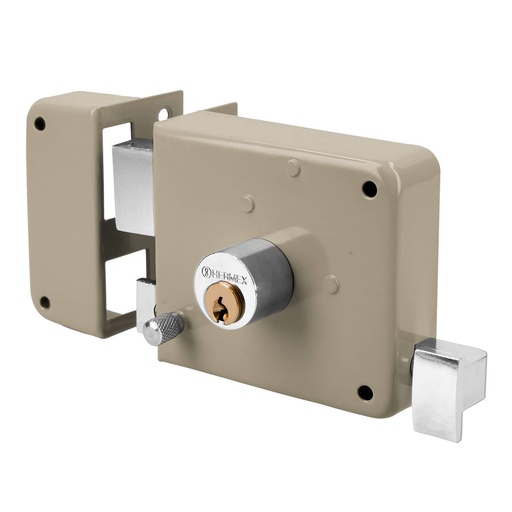 [43573] Cerradura de sobreponer 715-CL acabado beige izquierda truper