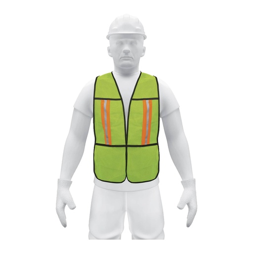 [21025] Chaleco de seguridad con cintas reflejantes de alta visibilidad naranja 