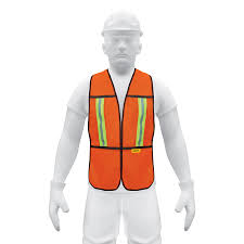 [21025] Chaleco de seguridad con cintas reflejantes de alta visibilidad naranja 