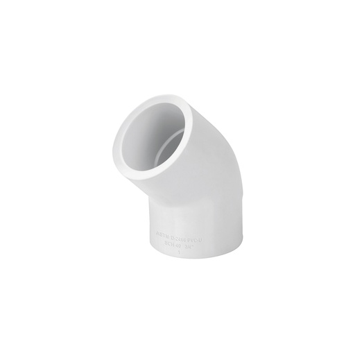 [45415] Codo de pvc hidráulico de 3/4" x 45°