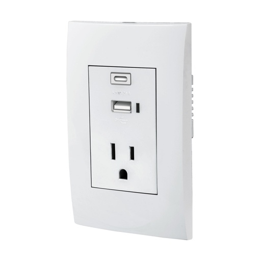 [48313] Contacto 2polos + tierra con 2 puertos USB Oslo blanco