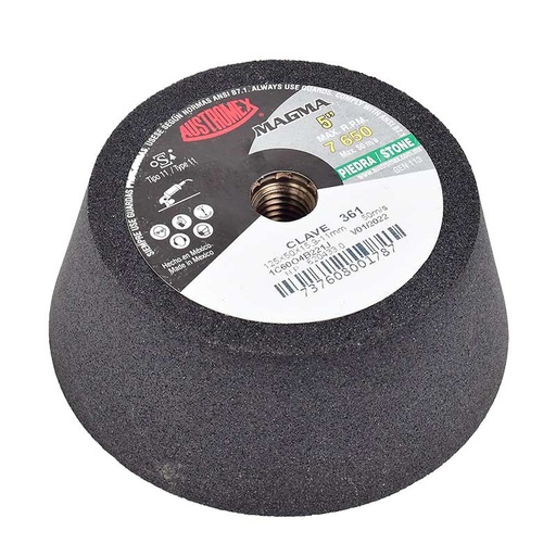 [AUS361] Copa para piedra de 5" con entrada 5/8" grano 60 magma (AUS361)