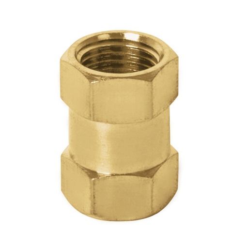 [19025] Cople de latón cuerda 1/4" npt hembra-hembra