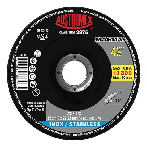 [AUS3875] Disco desbaste y corte acero inoxidable 4 1/2" C-3875