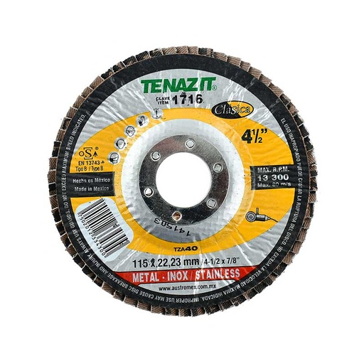 [DIS00400] Disco laminado grano 40 de 4 1/2" clásica (AUS1716)