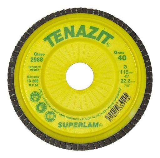 [AUS2988] Disco laminado grano 40 de 4 1/2" sin rosca  superlam (AUS2988)