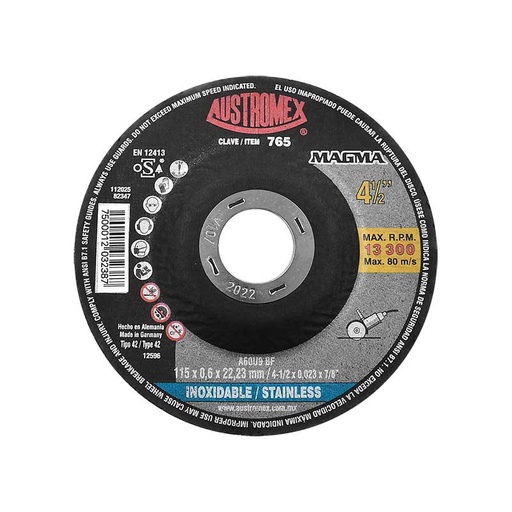 [AUS765] Disco para corte de acero inoxidable de 4 1/2" magma (AUS765)