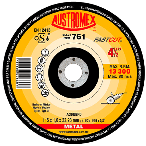 [AUS761] Disco para corte de metal de 4 1/2" fastcut (AUS761)
