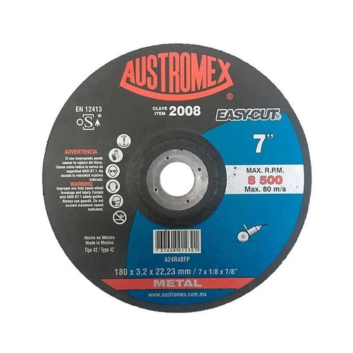 [AUS2008] Disco para corte de metal de 7" easy-cut (AUS2008)