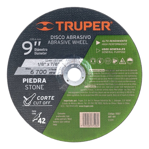[11566] Disco para corte de piedra de 7"