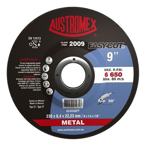 [DIS0022] Disco para desbaste metal de 9" easy-cut (AUS2009)
