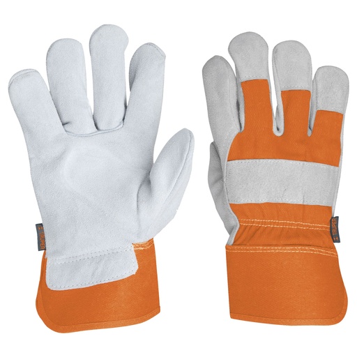[14245] Guantes de carnaza y loneta unitalla