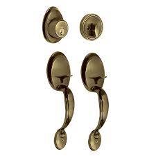 [23677] Jaladera perilla y cerrojo mariposa en latón antiguo