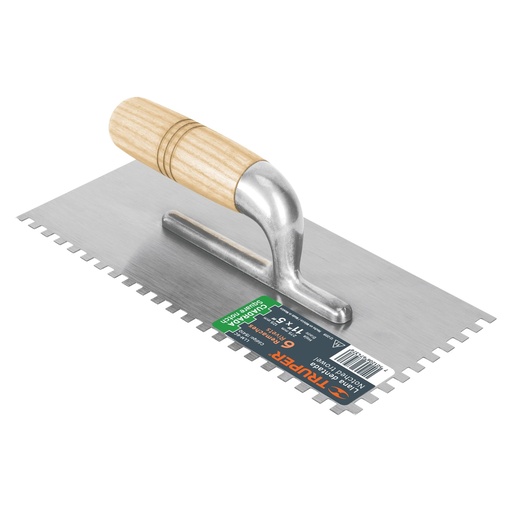 [15410] Llana de 11" dentado cuadrado 1/4" con 6 remches con mango madera