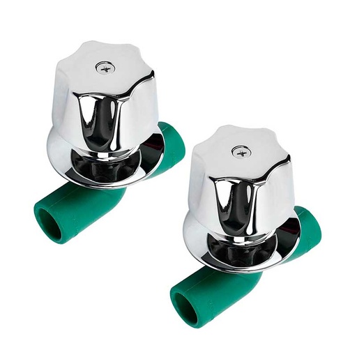 [210137] Llaves de ppr para regadera de 1/2" con manerales metalicos rotoplas