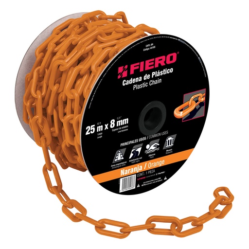 [44185] Metro de cadena de plástico 8 mm naranja