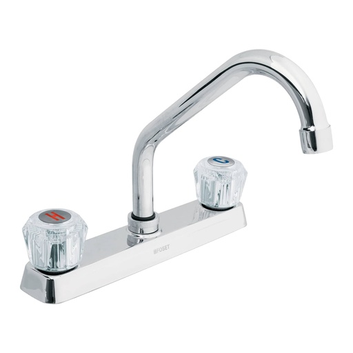 [49286] Mezcladora para fregadero de 8" cuello corto con manerales tipo acrilico