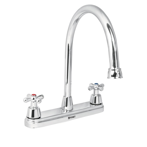 [49686] Mezcladora para fregadero de 8" cuello largo con manerales tipo cruceta