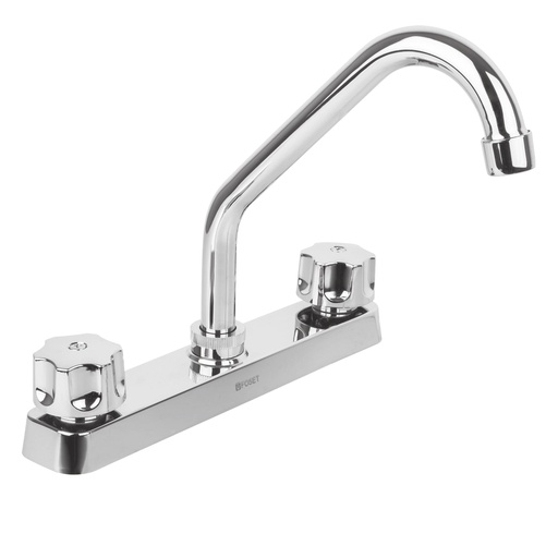 [49289] Mezcladora para fregadero plastica de 8" cuello corto con manerales tipo standart