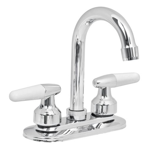 [49213] Mezcladora para lavabo de 4" cuello bar con manerales tipo cono